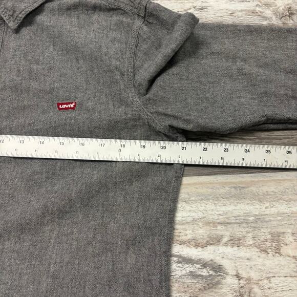 Levis Battery Housemark Slim Gray Mens Large Long Sleeve Button Up Shirt EUC - Picture 6 of 10